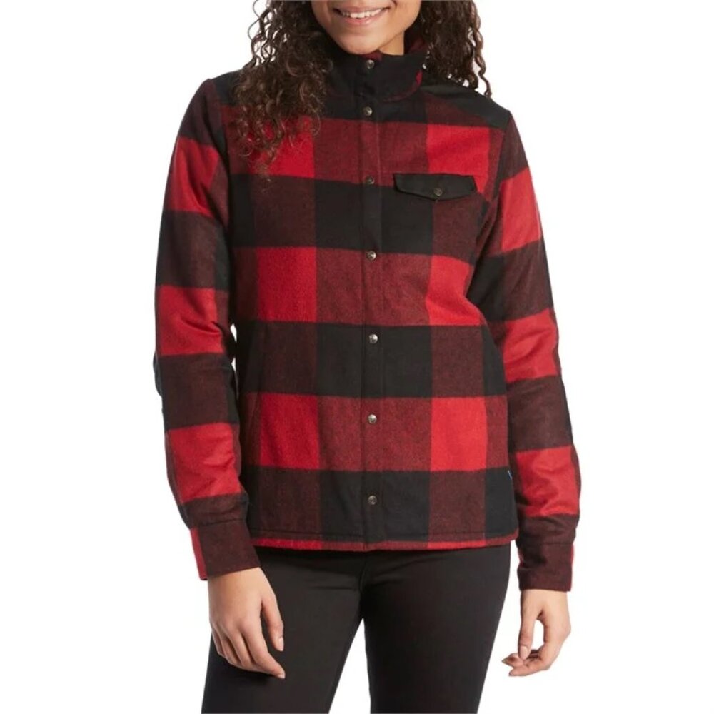 Fjallraven Canada Wool Padded Jacket Red and Black Plaid - Women's S